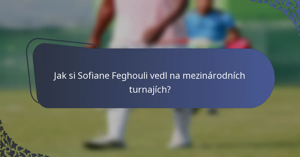 Jak si Sofiane Feghouli vedl na mezinárodních turnajích?