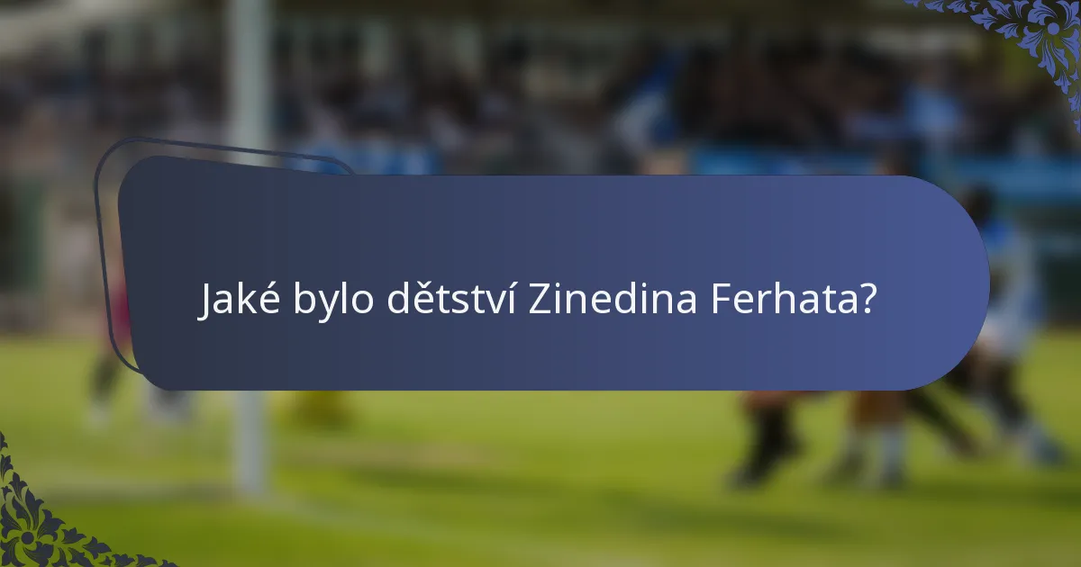 Jaké bylo dětství Zinedina Ferhata?