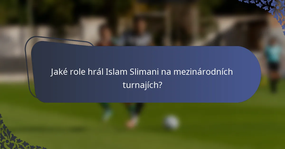 Jaké role hrál Islam Slimani na mezinárodních turnajích?